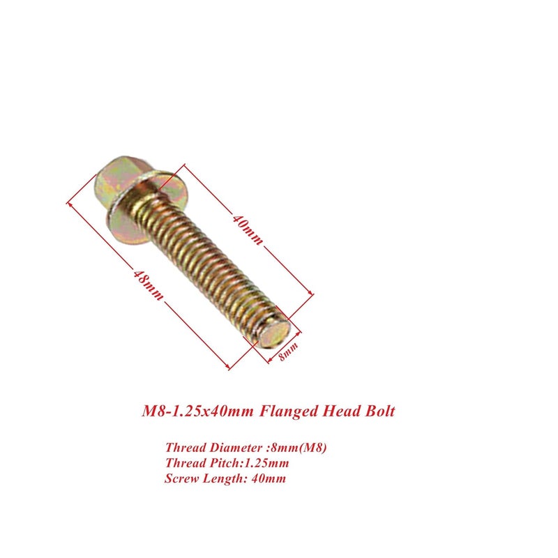 RWRAPS 4 Set M8-1.25x40mm Flanged Head Bolt and nut,Exhaust Manifold Bolt Replacement for Exhaust Hardware Kit - Image 2